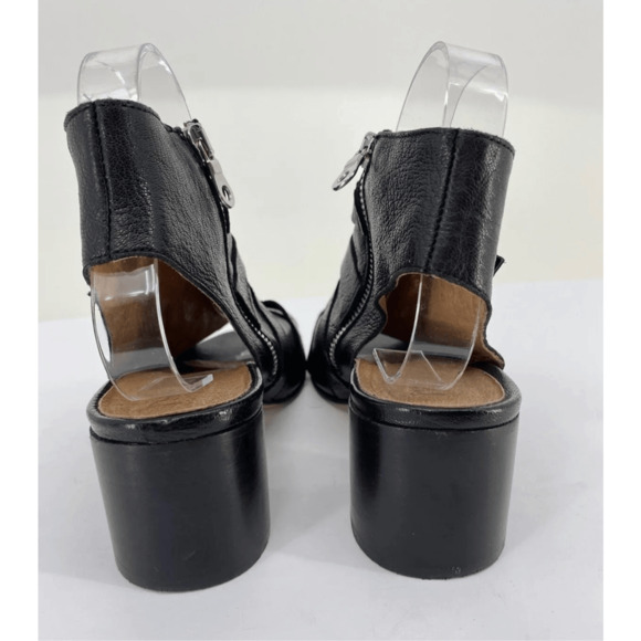 Phisique de Femme Block Heel Buckle Sandals Soft Leather Goth Steampunk - Picture 5 of 12